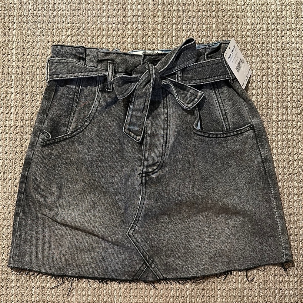 Free people washed black denim skirt